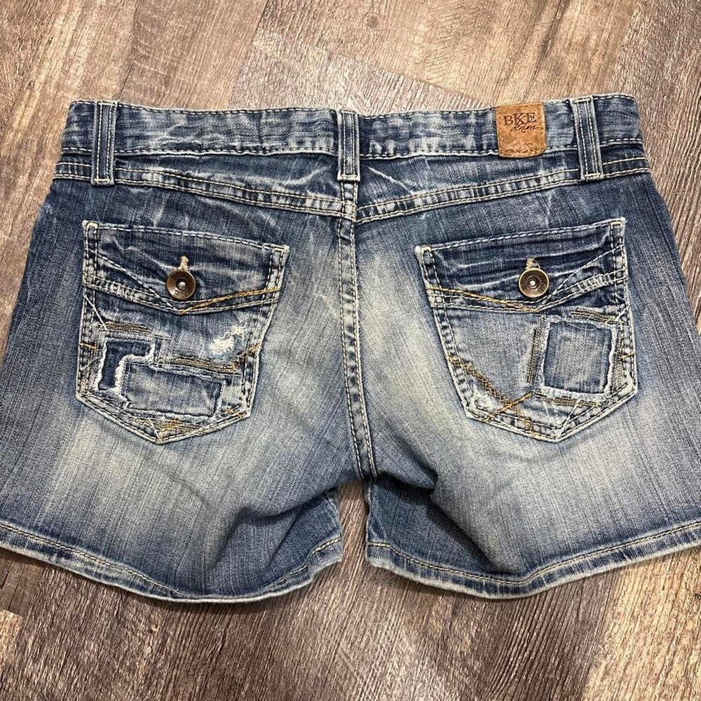 Y2K Vintage BKE Stella Denim Shorts Womens 27 Distressed Buckle Low Rise